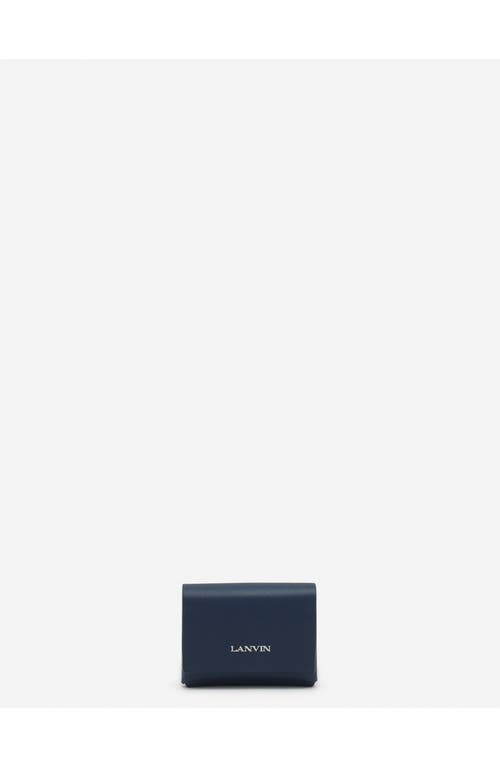Lanvin Signature Leather Case For Airpods Pro In Petrol Blue