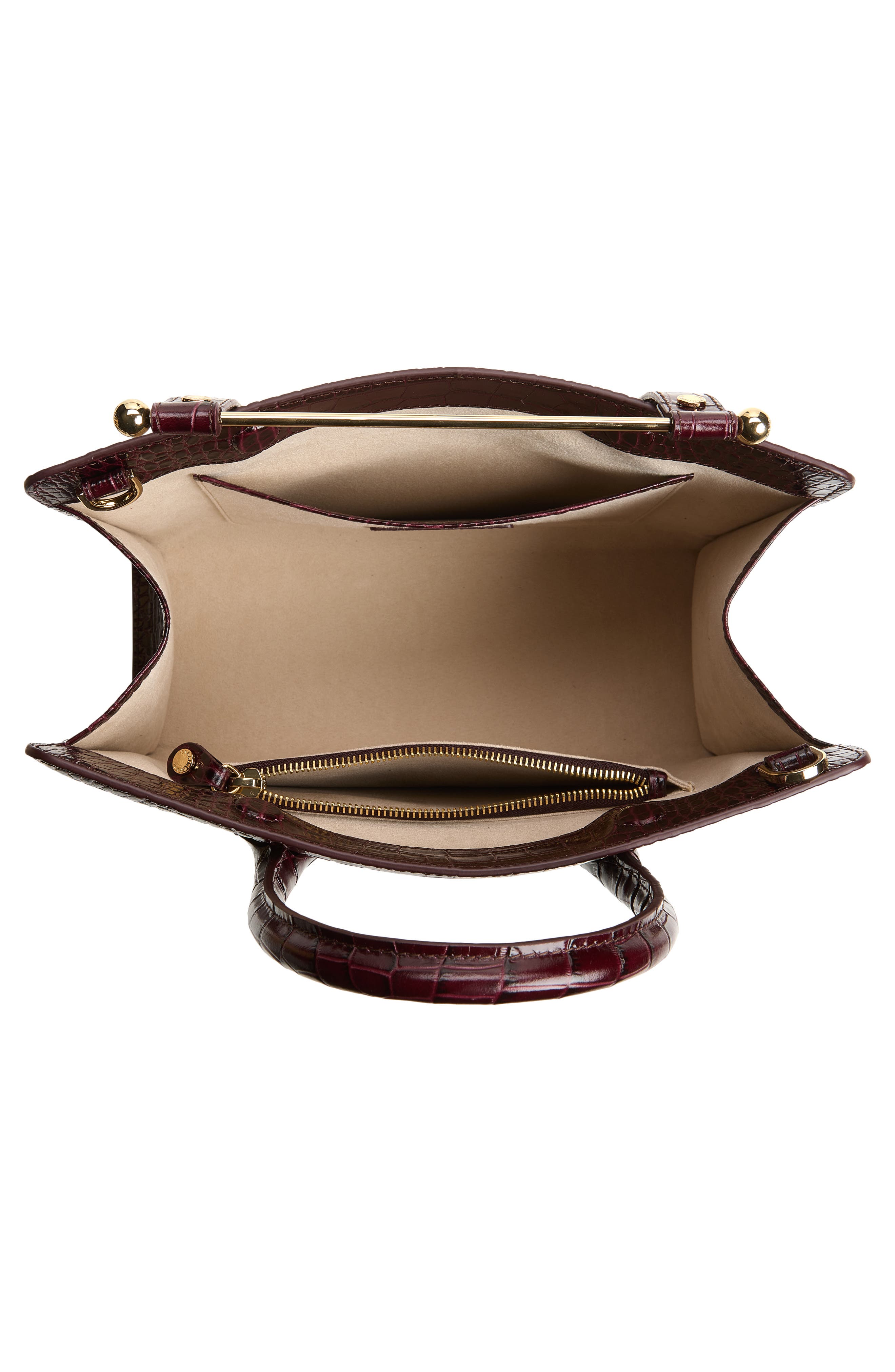 Midi Croc Embossed Leather Tote, Alternate, color, BURGUNDY