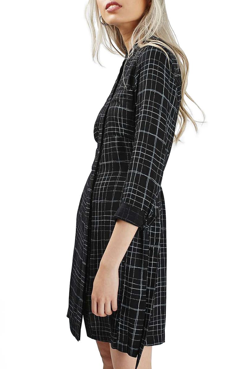 Topshop Grid Check Print Shirtdress, Alternate, color, 