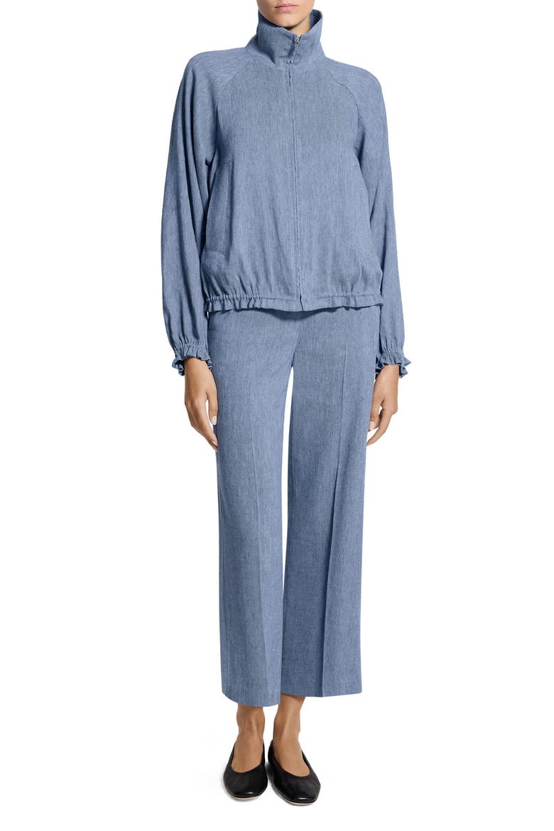 Drawstring Hem Linen Blend Jacket, Alternate, color, LIGHT DENIM
