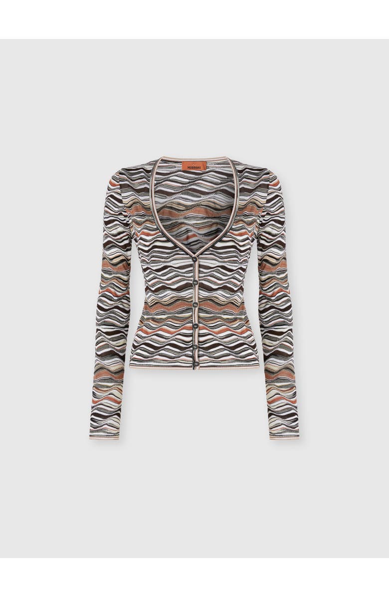 Missoni Buttoned Cardigan With Wave Pattern, Main, color, Beige & Brown