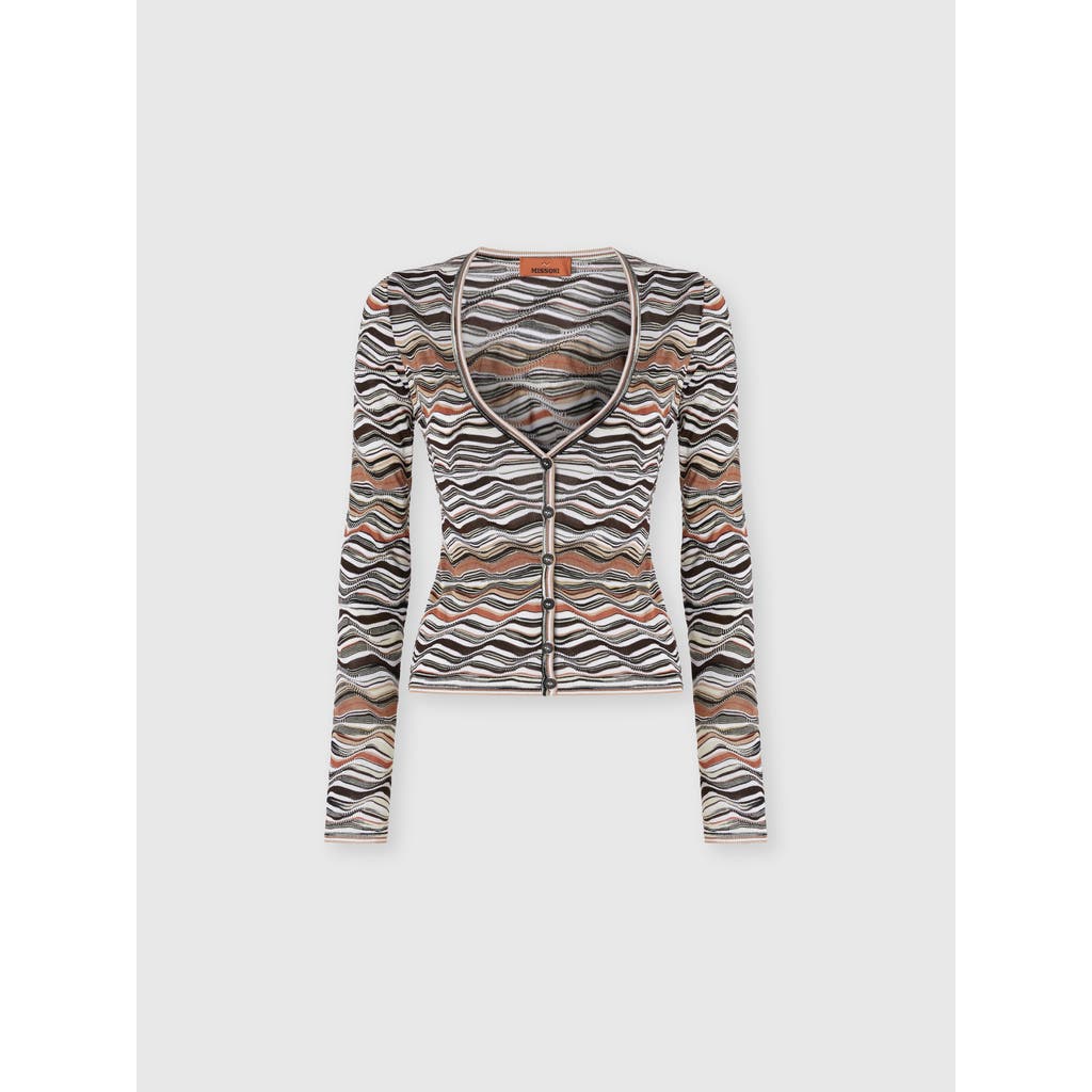 Missoni Buttoned Cardigan With Wave Pattern In Multi