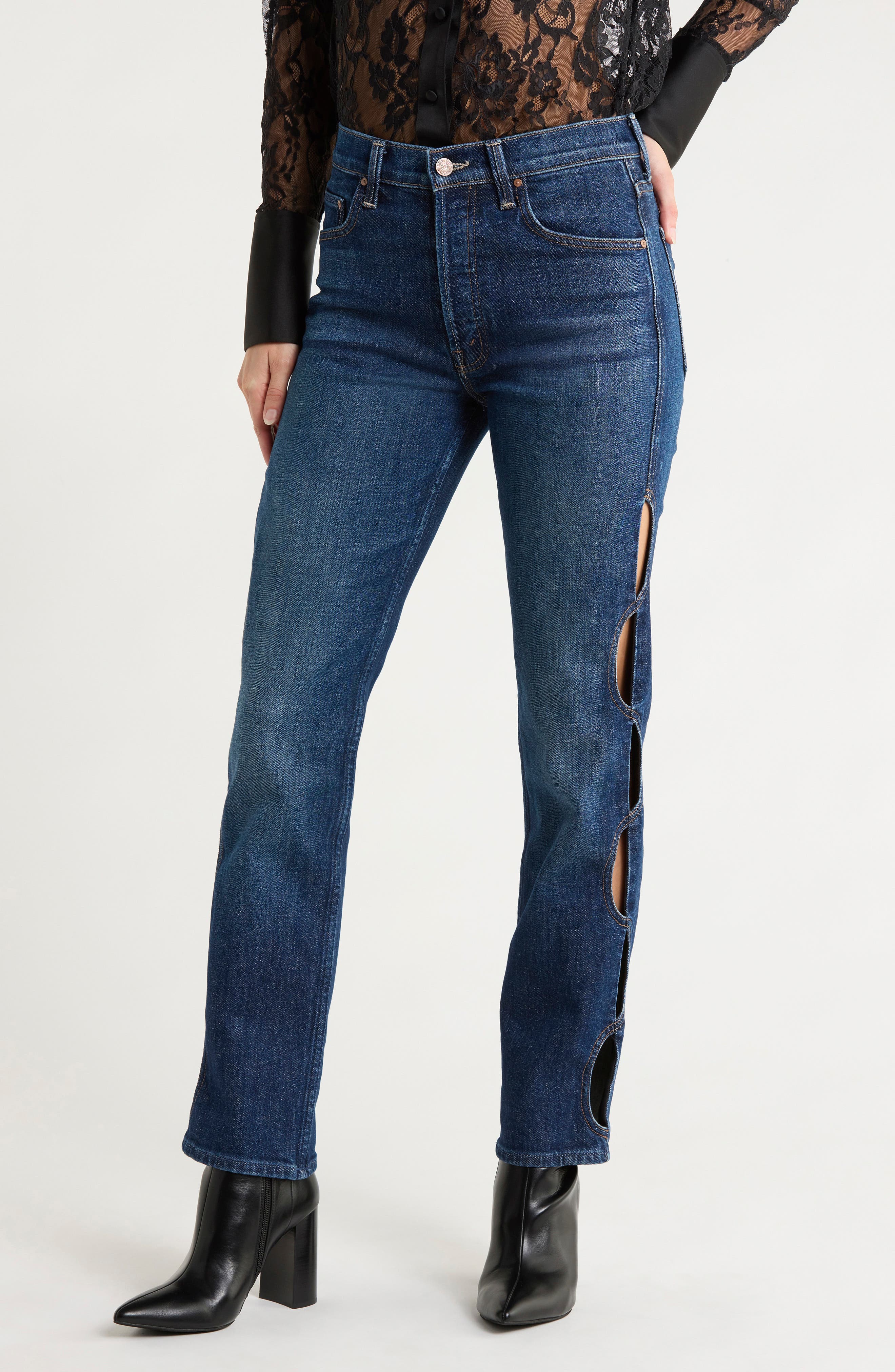 MOTHER The Wiggly Smarty Pants Cutout Skinny Jeans
