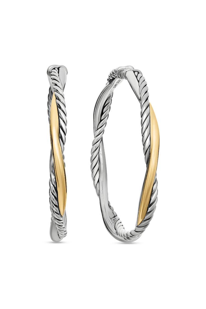 Petite Infinity Hoop Earrings in Sterling Silver with 14K Yellow Gold, Main, color, STERLING SILVER WITH 14K GOLD