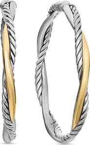 David Yurman Petite Infinity Hoop Earrings in Sterling Silver with 14K Yellow Gold