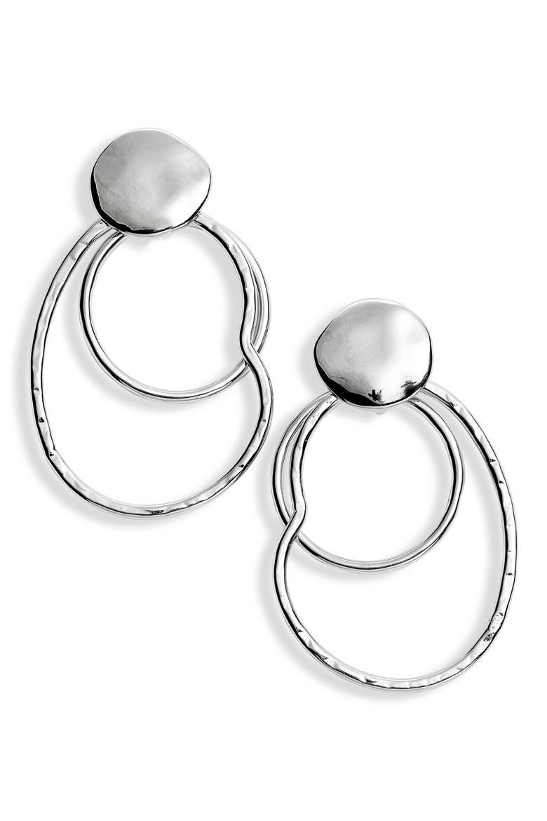 Organic Metal Front Hoop Earrings (Nordstrom Exclusive), Main, color, RHODIUM