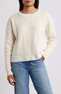 Bobeau Floral Embroidered Crewneck Sweater