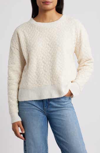 Bobeau Floral Embroidered Crewneck Sweater