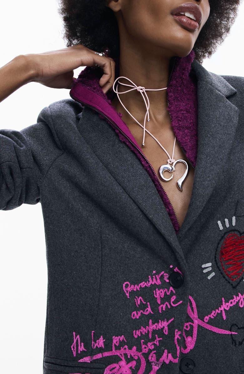 Desigual Hooded Blazer, Alternate, color, Dark Grey