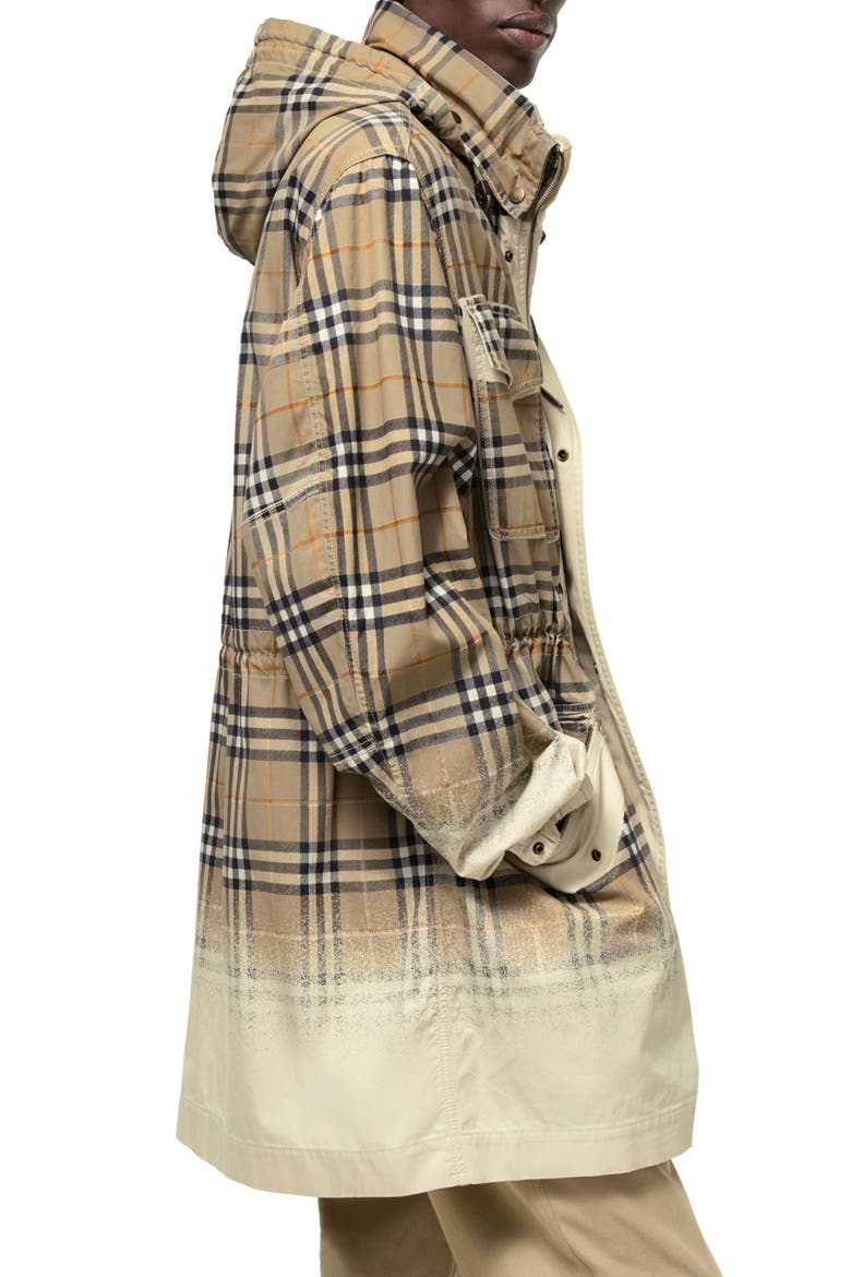 Lancaster Gradient Check Oversize Tropical Gabardine Parka, Alternate, color, TAUPE