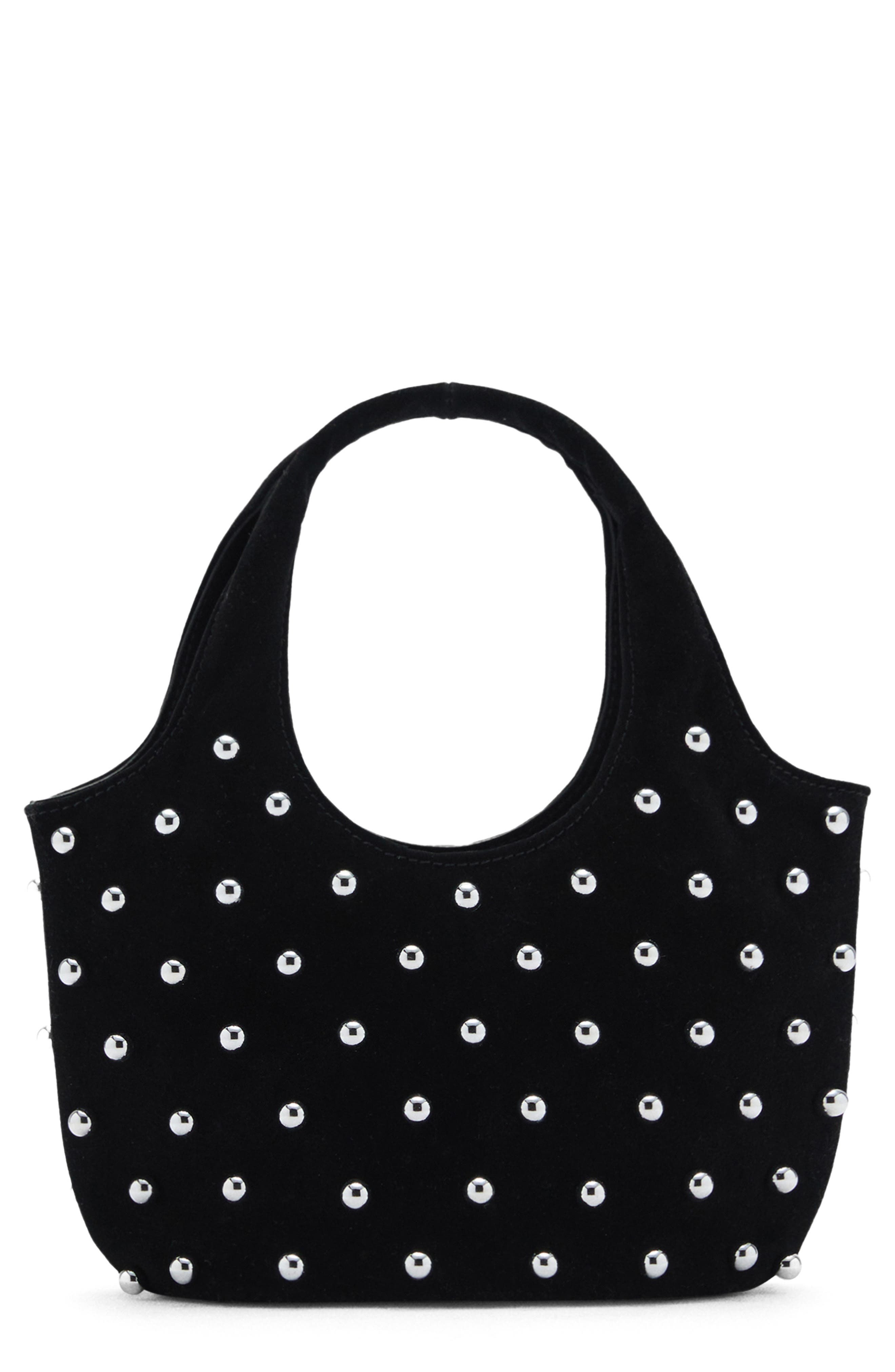 MANGO Studded Velveteen Top Handle Bag, Main, color, 