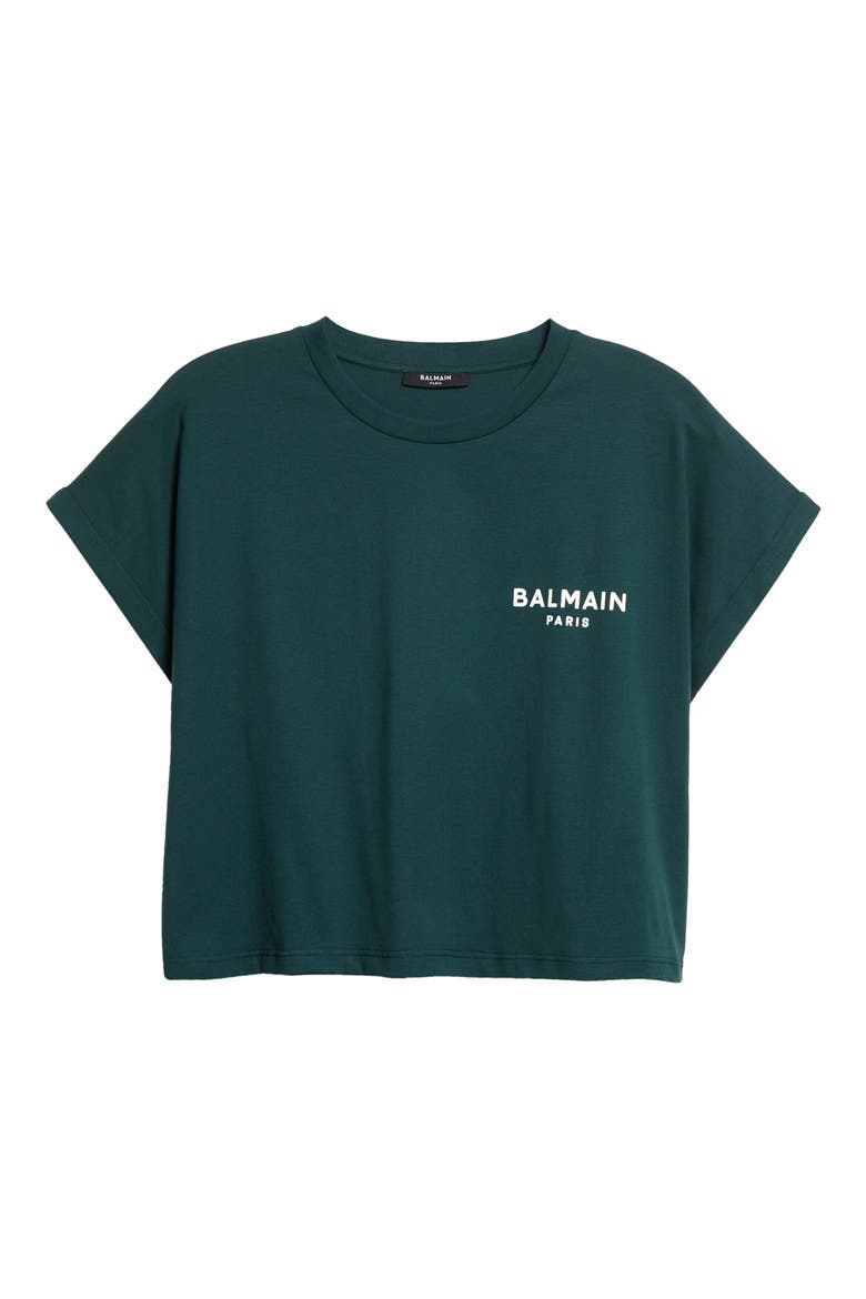 Flocked Logo Crop T-Shirt, Alternate, color, UFK GREEN/ MULTI