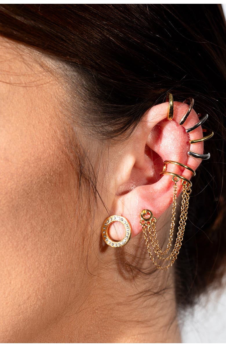 Lucy Quartermaine Art Deco Cuff and Stud, Alternate, color, Gold