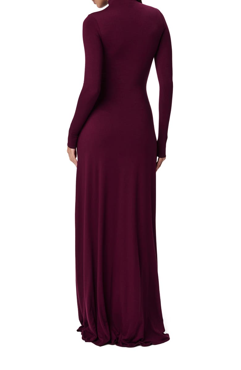 Naked Wardrobe Funnel Neck Long Sleeve Dress, Alternate, color, Dark Plum