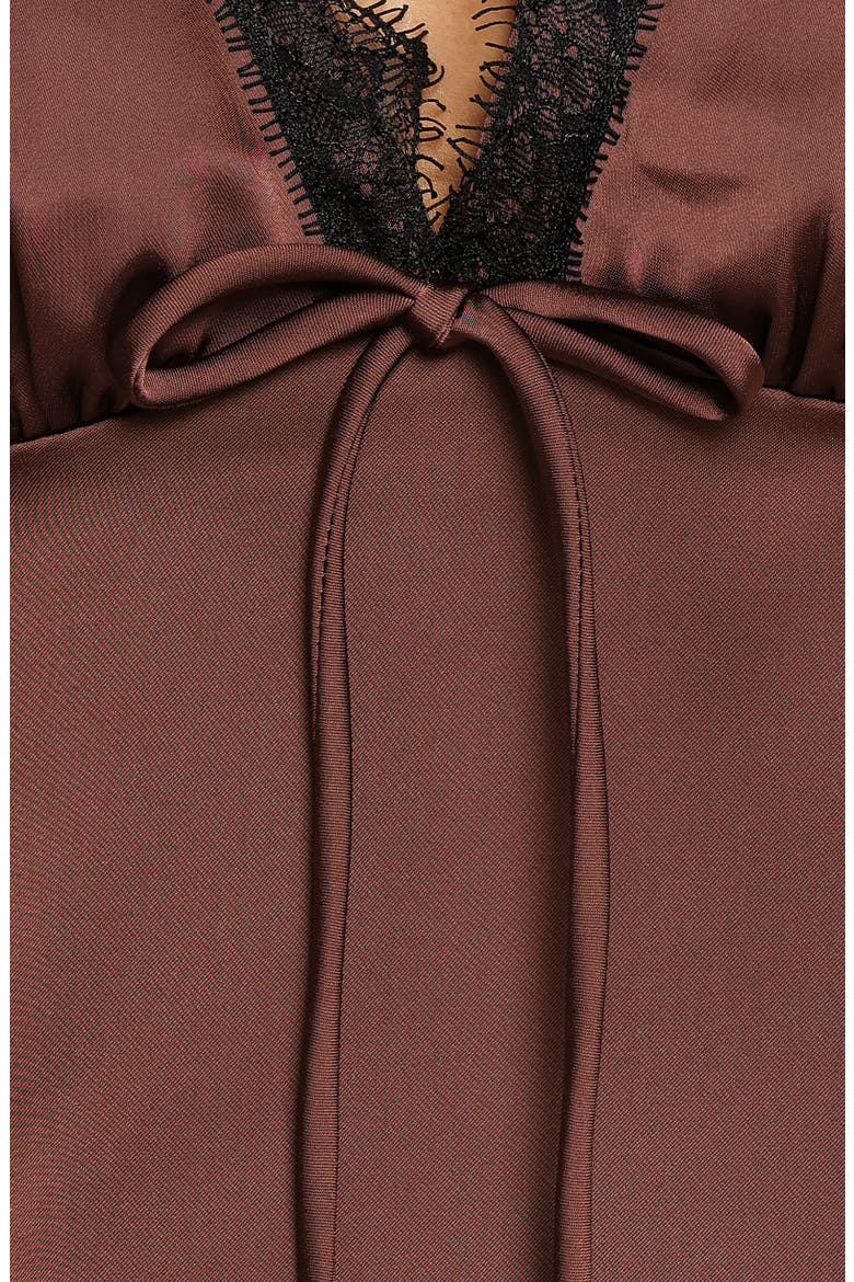 Theoni Lace Satin Tank, Alternate, color, BROWN