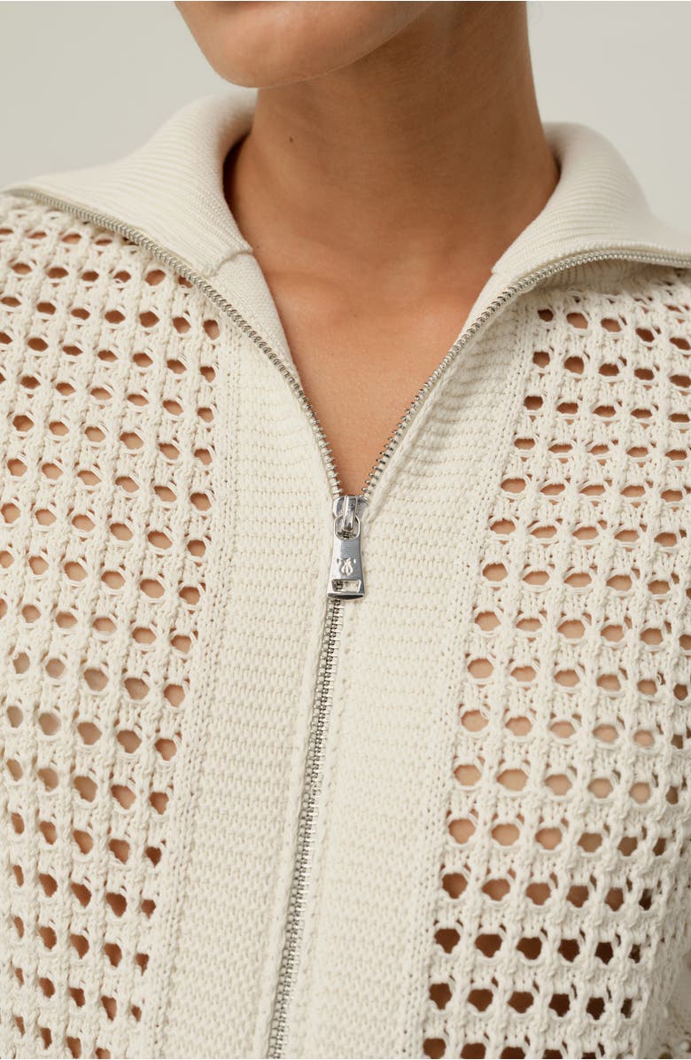 Lilysilk Toscana Pointelle Knit Double-Zip Cardigan, Alternate, color, Lily White