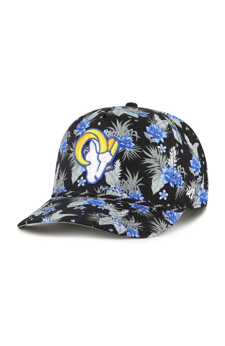 '47 Men's '47  Black Los Angeles Rams Dark Tropic Hitch Adjustable Hat, Main, color, Black