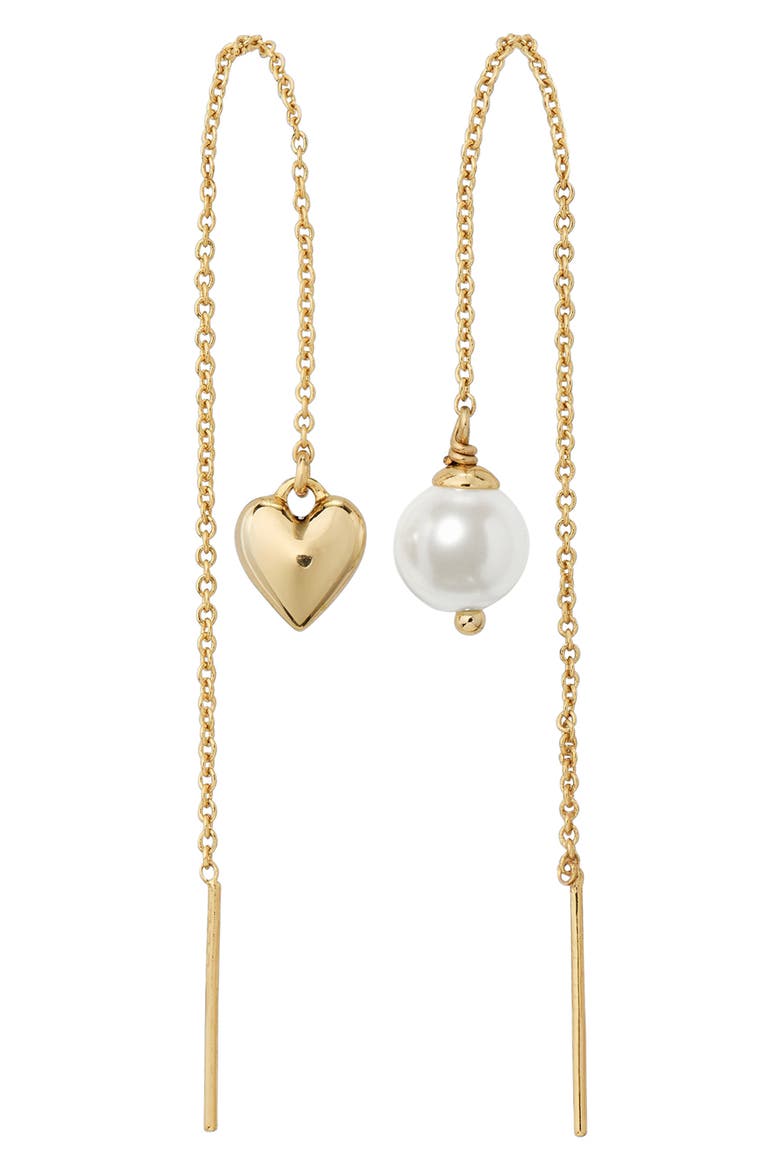 chain reaction mismatched threader earrings, Main, color, CREAM