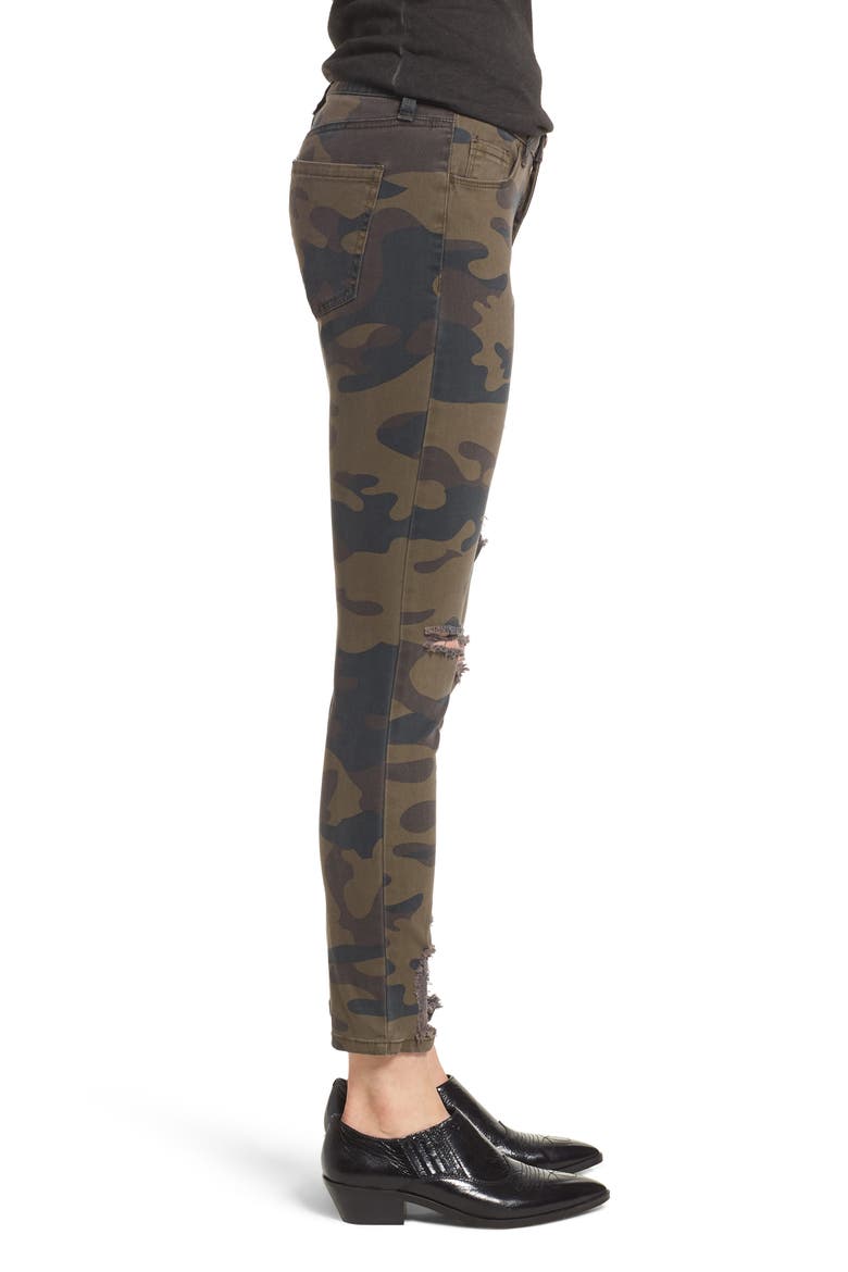 Ripped Camouflage Jeggings, Alternate, color, OLIVE COMBO