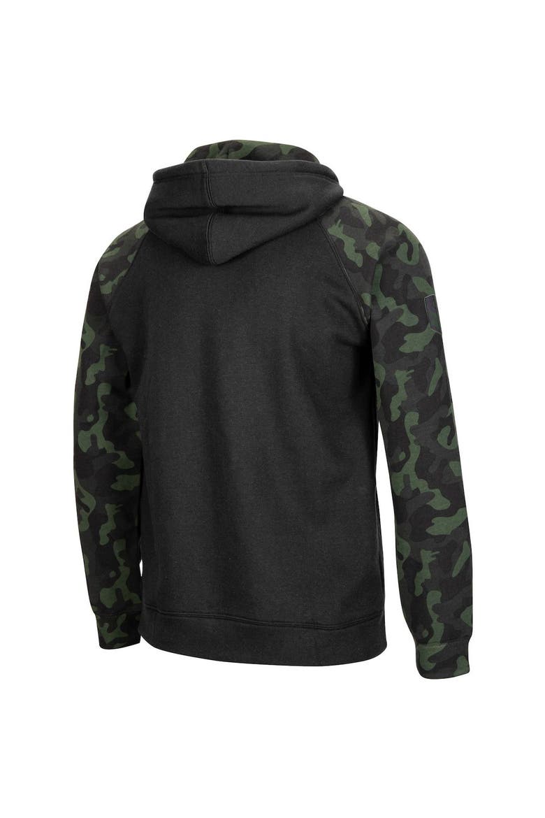 Men's Colosseum Black Tennessee Volunteers OHT Military Appreciation Camo Raglan Full-Zip Hoodie, Alternate, color, Black