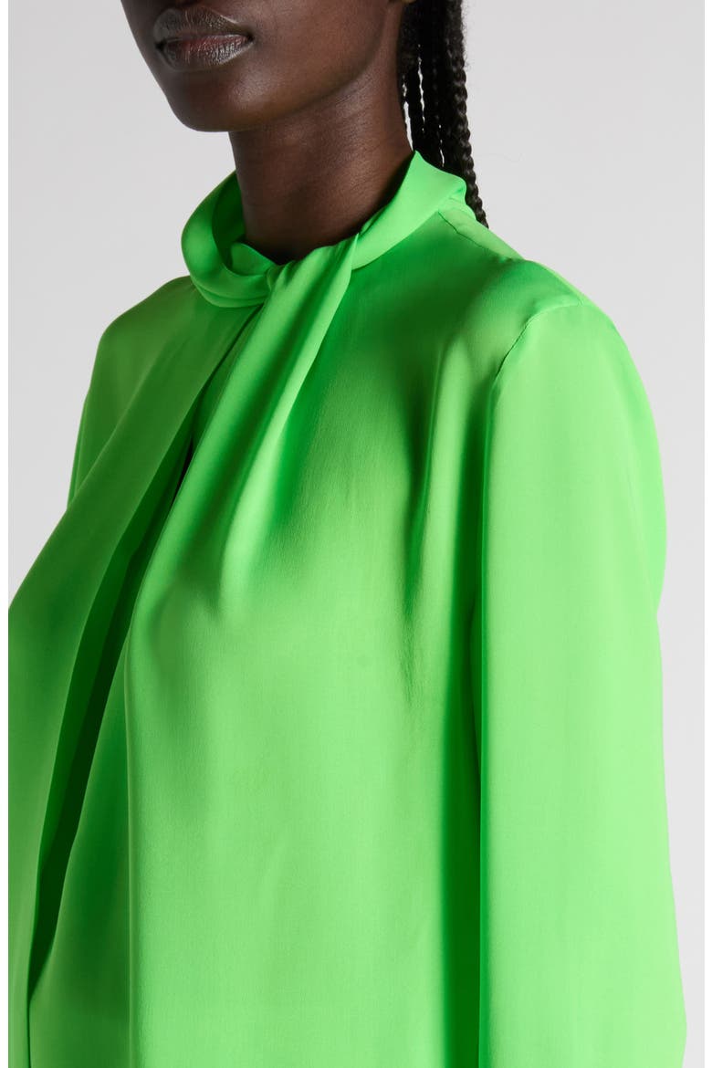 Keyhole Cutout Washed Silk Georgette Top, Alternate, color, GREEN FLASH