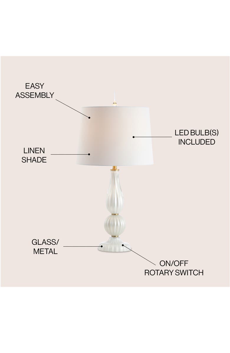 JONATHAN Y Maddie 28" Glass/Metal LED Table Lamp, Alternate, color, White Pearl