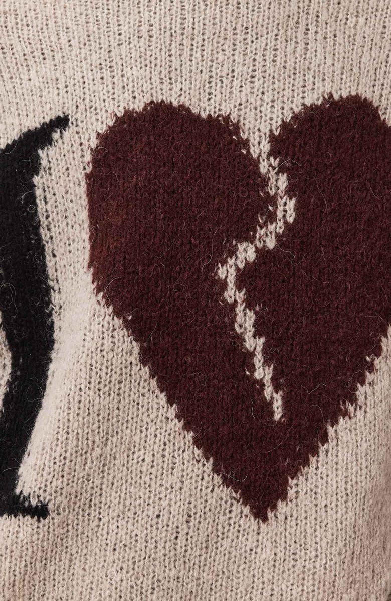 AllSaints Lover Intarsia Sweater, Alternate, color, Pebble Brown