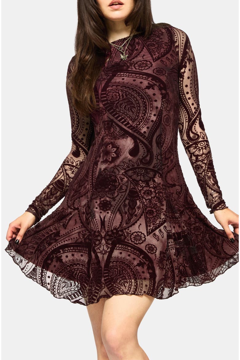 Loveday Paisley Printed Godet Mini Dress, Alternate, color, Pink