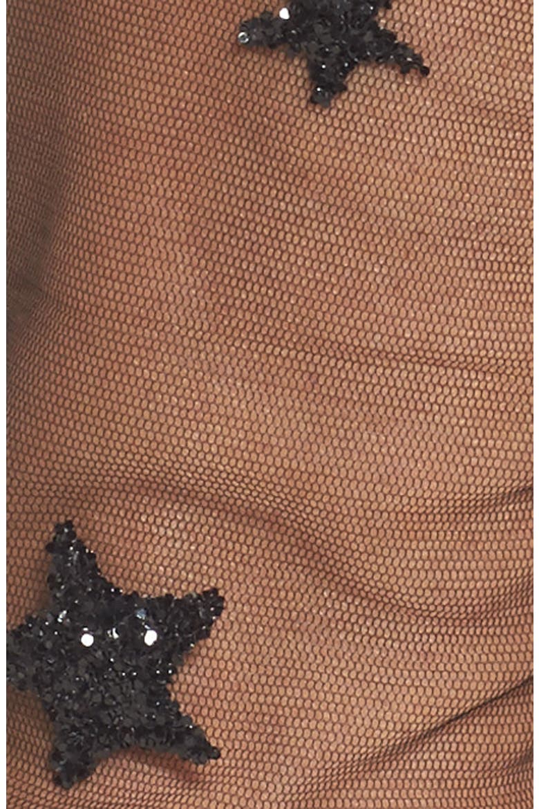 Glittery Star Tulle Socks, Alternate, color, BLACK