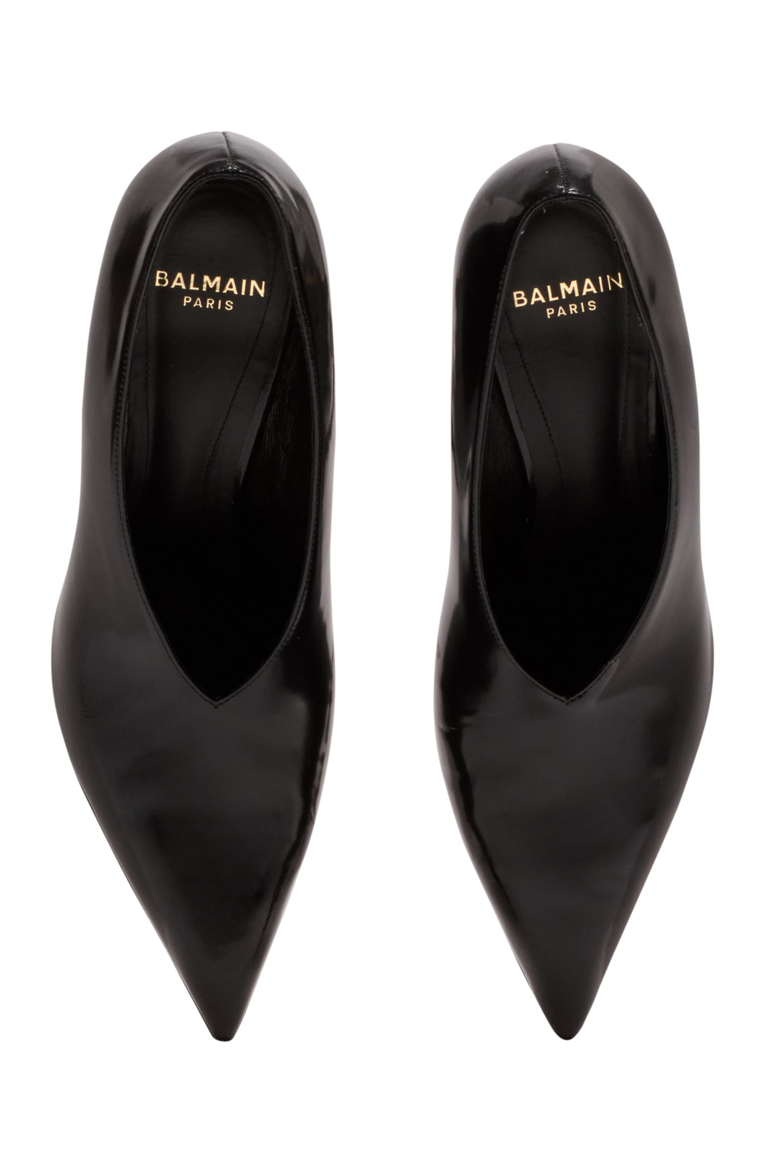 Balmain Shiny lambskin Wedge pumps, Alternate, color, Black