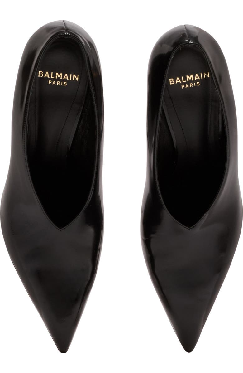 Balmain Shiny lambskin Wedge pumps, Alternate, color, Black