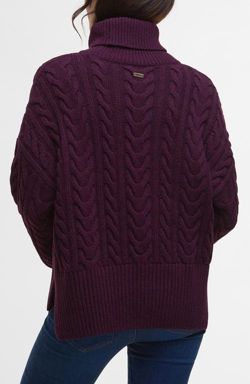 Barbour Embleton Wool Blend Cable Knit Turtleneck Sweater In Burgundy