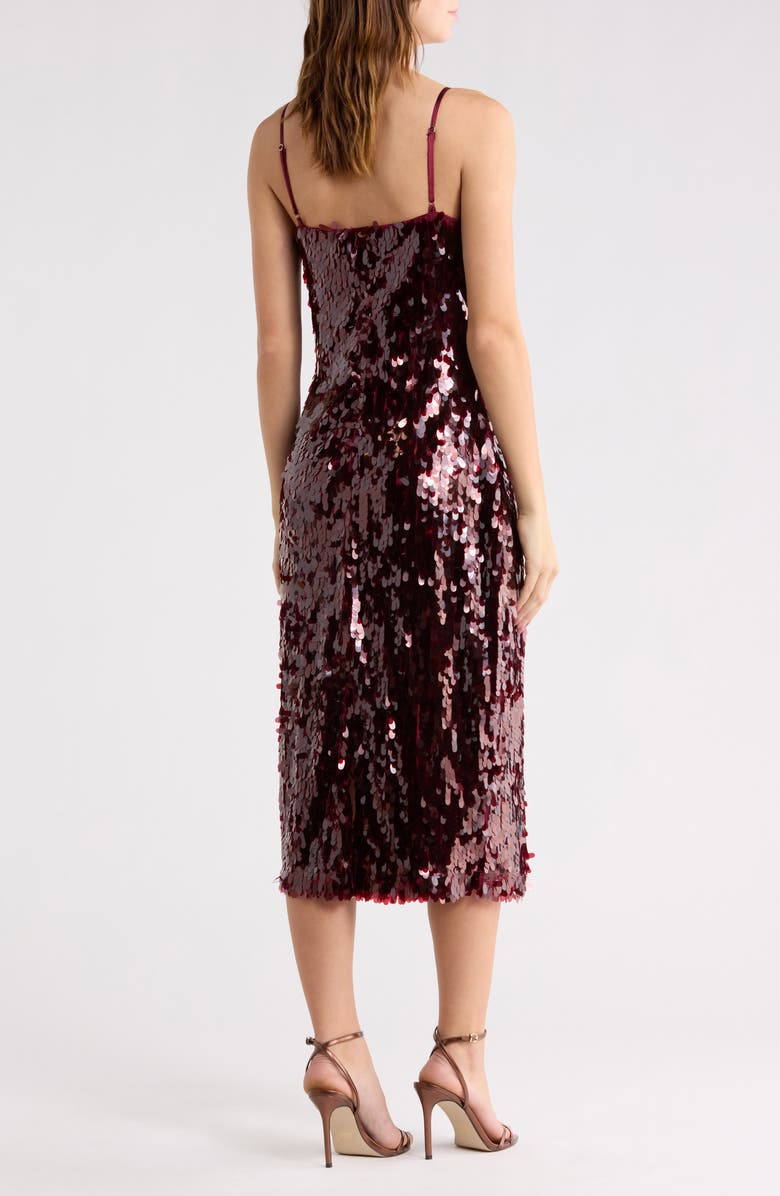 Avec Les Filles Sequin Midi Dress, Alternate, color, Burgundy