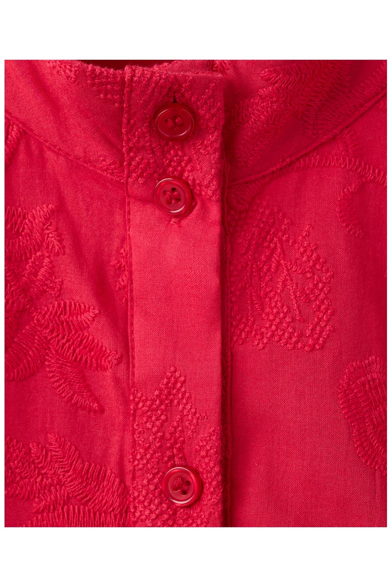Embroidered Long Sleeve Cotton Shirtdress, Alternate, color, STRAWBERRY