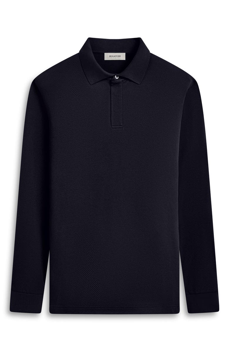 Bugatchi Honeycomb Knit Long Sleeve Polo, Alternate, color, Black