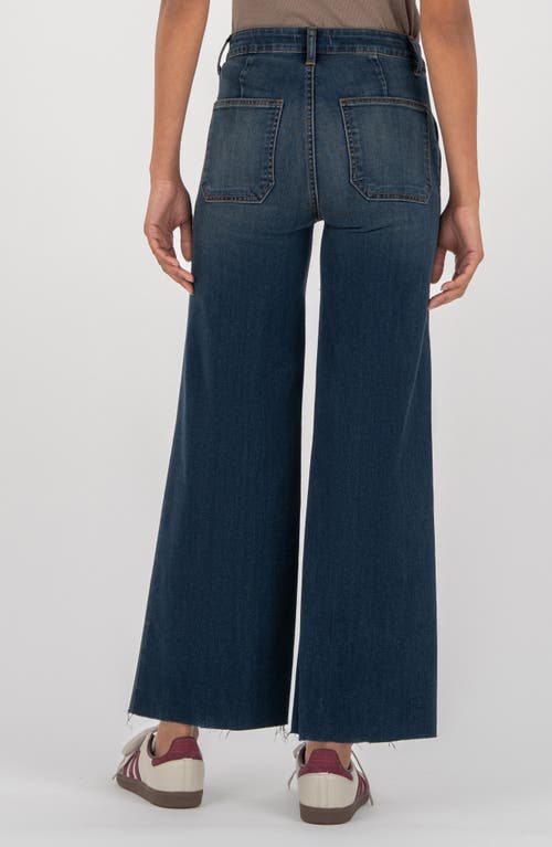 Kut From The Kloth Meg Raw Hem Ankle High Waist Wide Leg Jeans In Blue