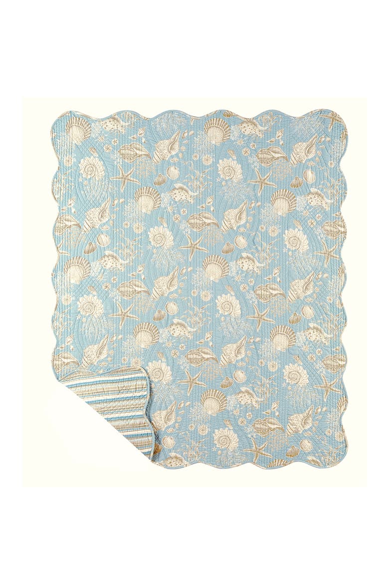 Natural Shells Quilted Table Topper 54" x 54", Main, color, Blue