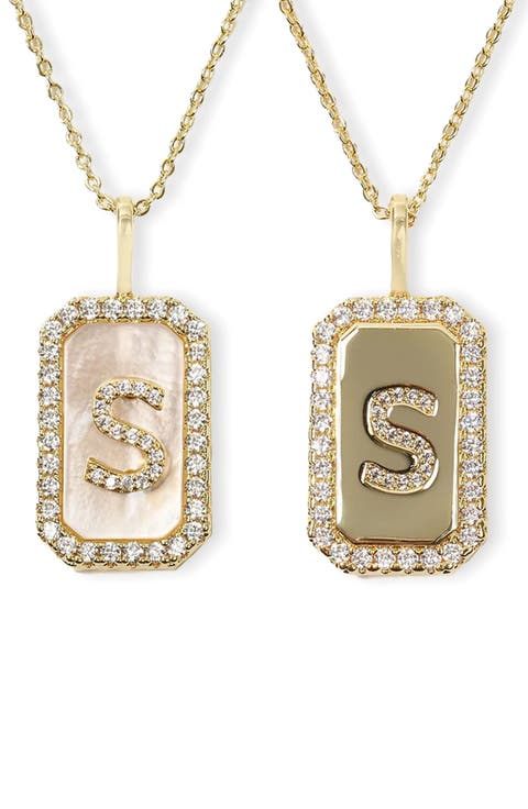Love Letters Double Sided Mother-of-Pearl Initial Pendant Necklace