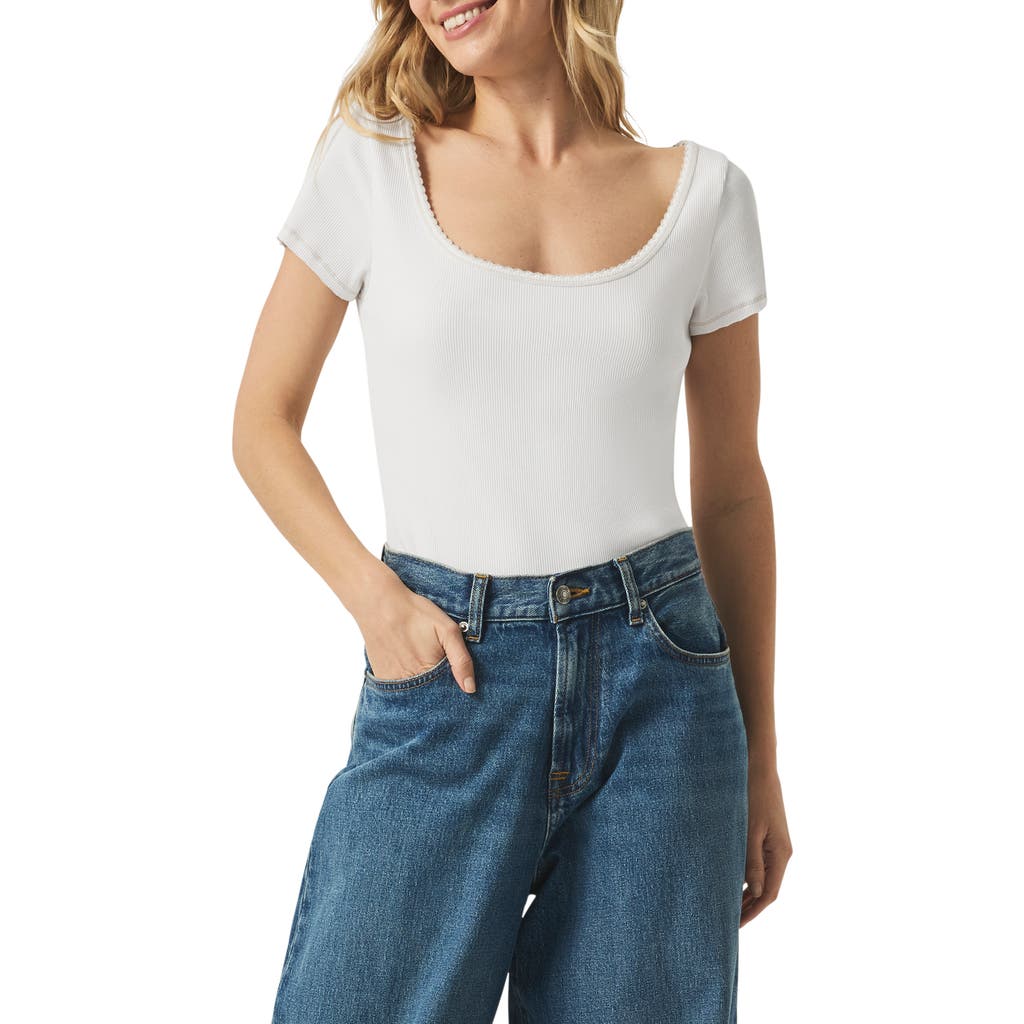 Splendid Posie Scoop Neck Ribbed T-shirt In White