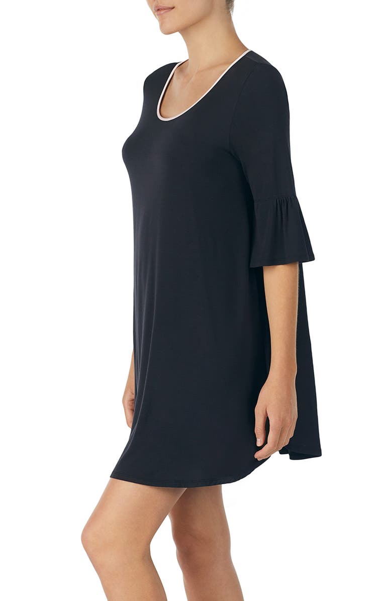 Kate Spade New York bell cuff sleep shirt, Alternate, color, Black