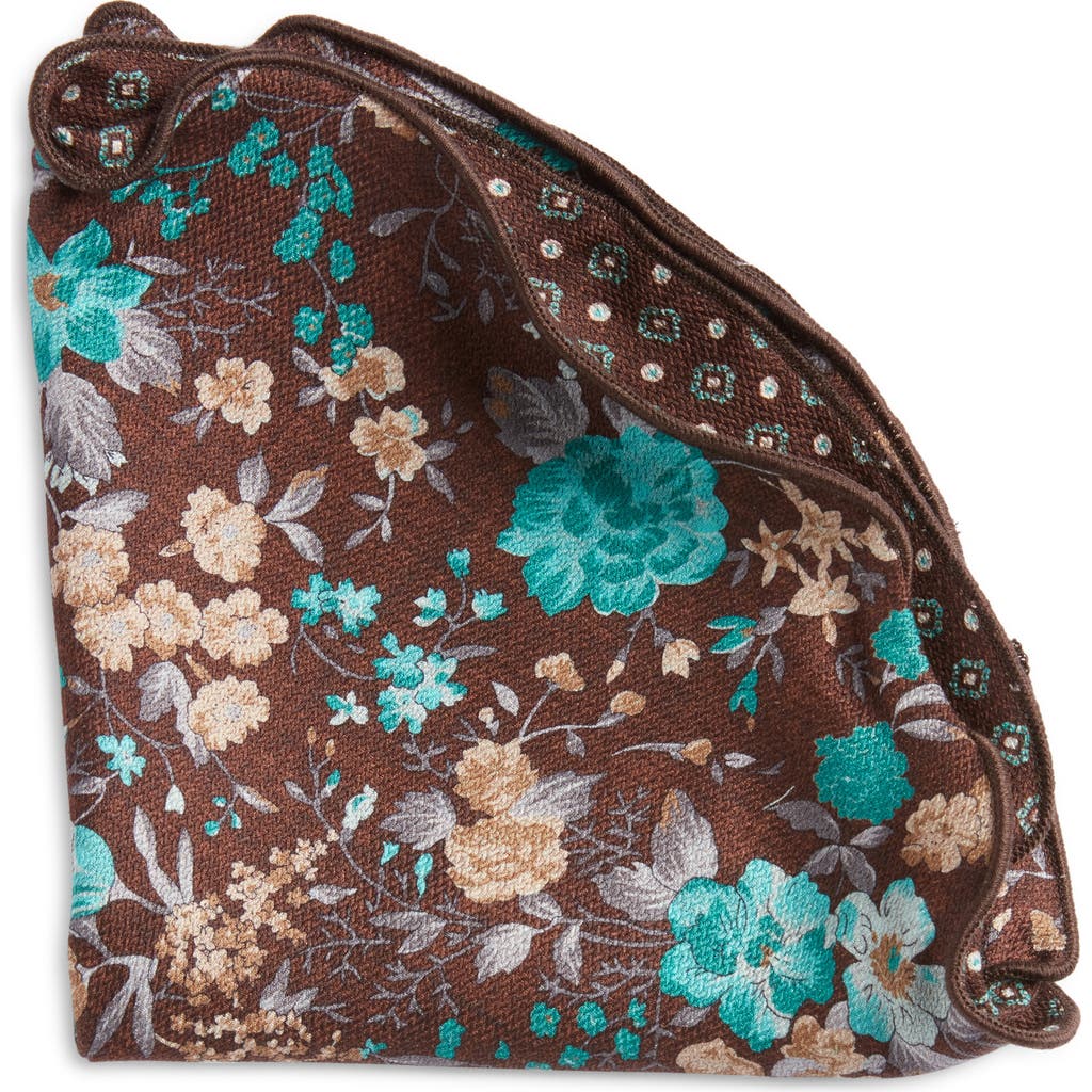 Edward Armah Men's Silk Reversible Floral And Geometric Pocket Round