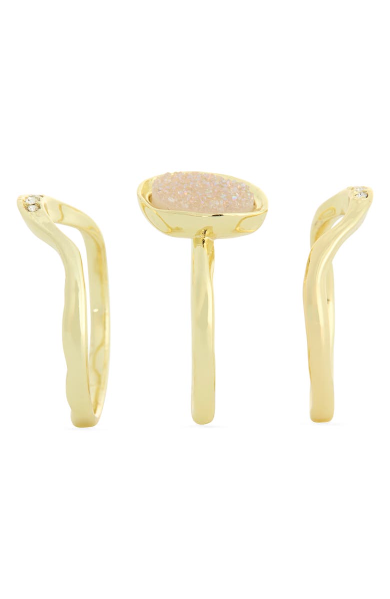 Covet Set of 3 Drusy Stacking Rings, Alternate, color, White