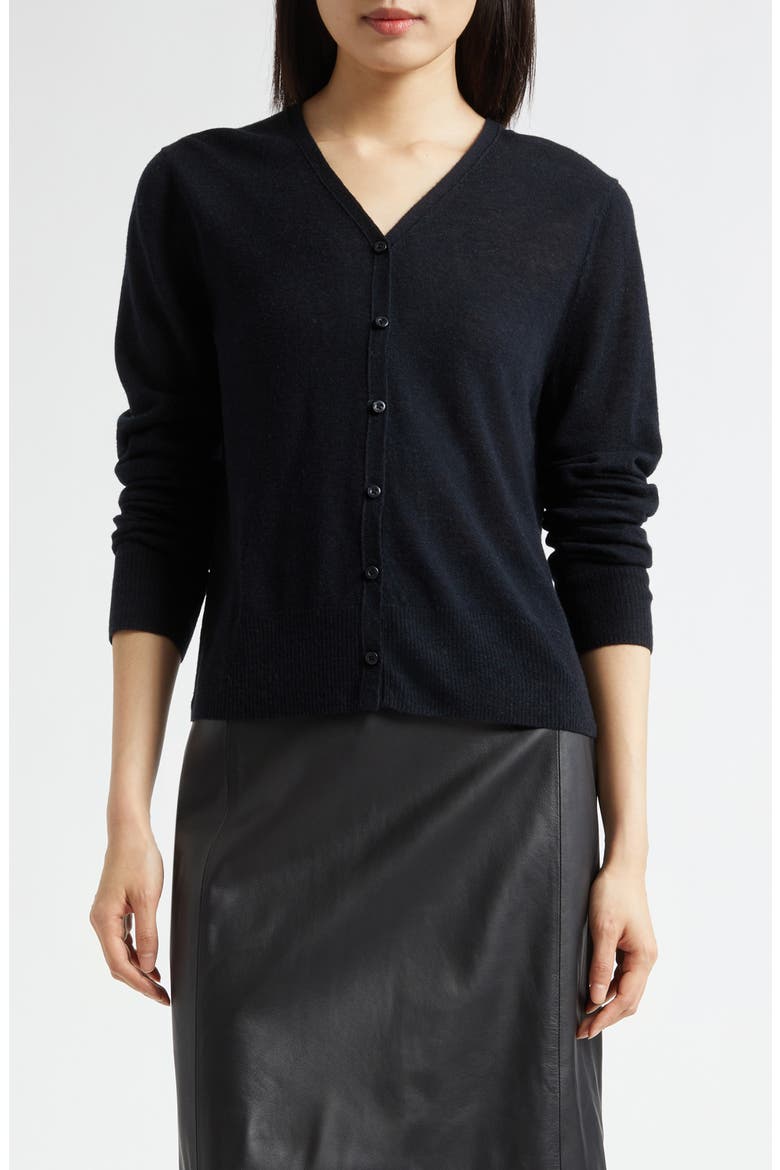 Wool V-Neck Cardigan, Main, color, BLACK