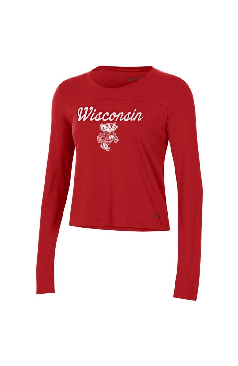 Under Armour Women's Under Armour Red Wisconsin Badgers Vault Cropped Long Sleeve T-Shirt, Alternate, color, Red