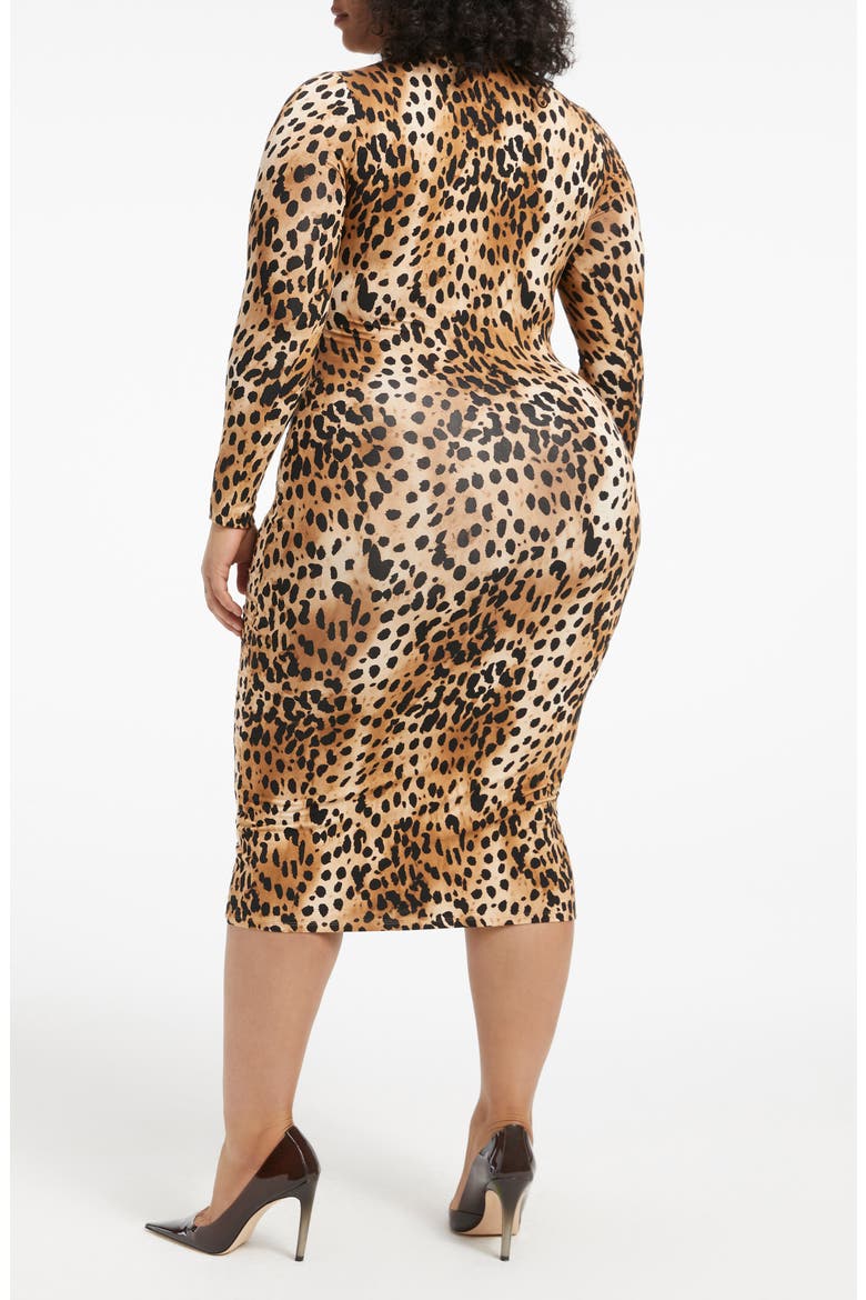 Sundown Long Sleeve Body-Con Midi Dress, Alternate, color, CARAMEL CHEETAH