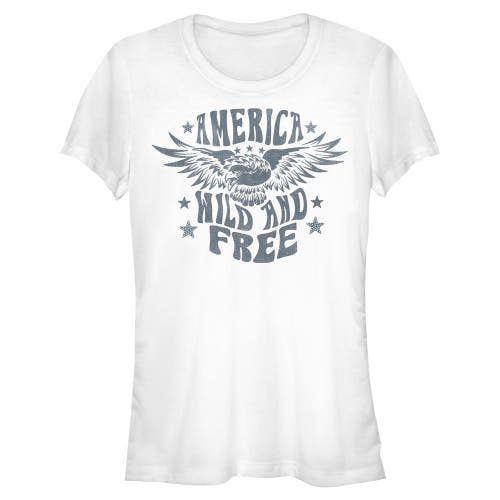 Lost Gods Juniors  America Wild And Free Bald Eagle T Shirt In White