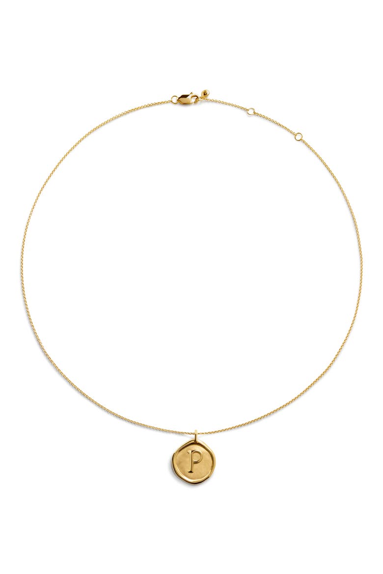 Initial Stamp Pendant Necklace, Main, color, 18CT GOLD VERMEIL P