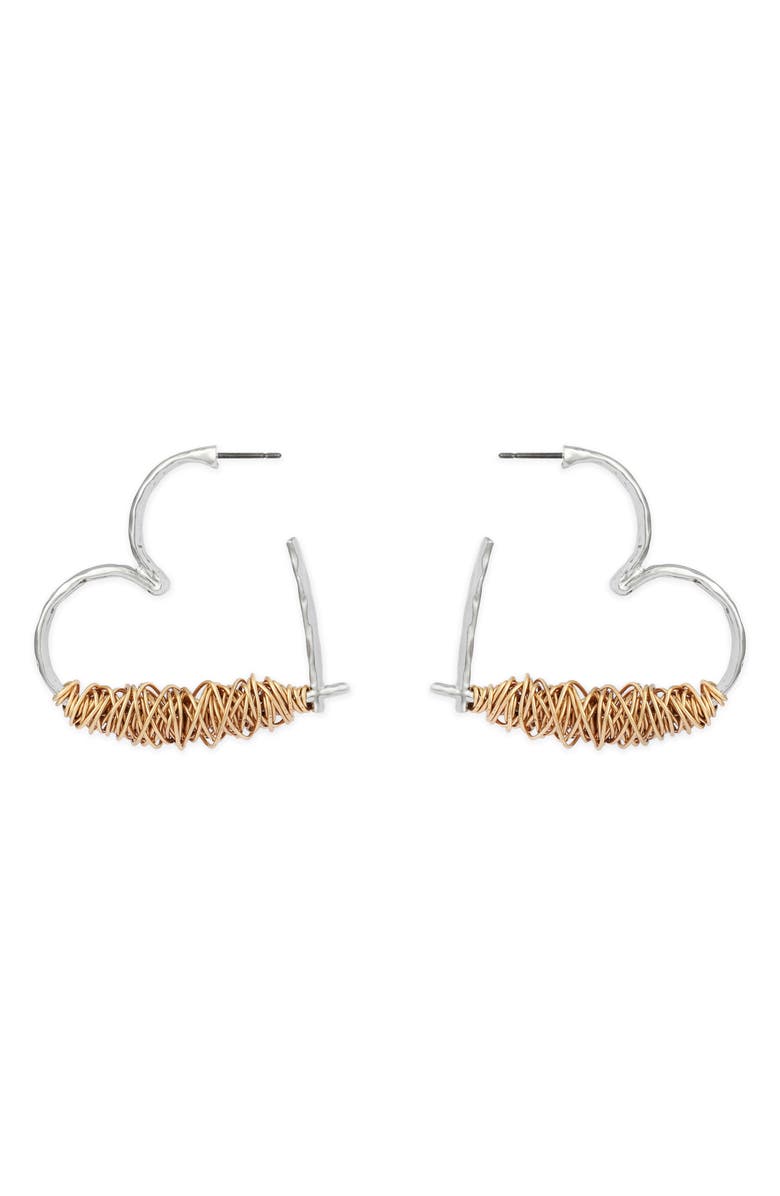 Robert Lee Morris Wire Heart Earrings, Alternate, color, Two Tone