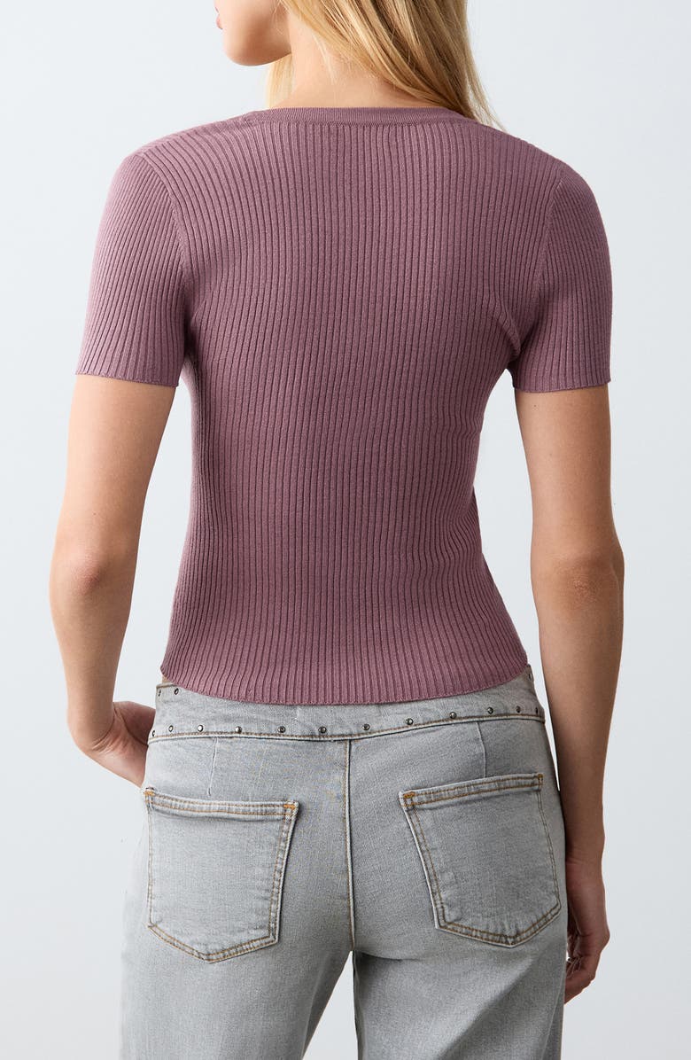 MANGO TEEN Scoop Neck Short Sleeve Henley Top, Alternate, color, Pink