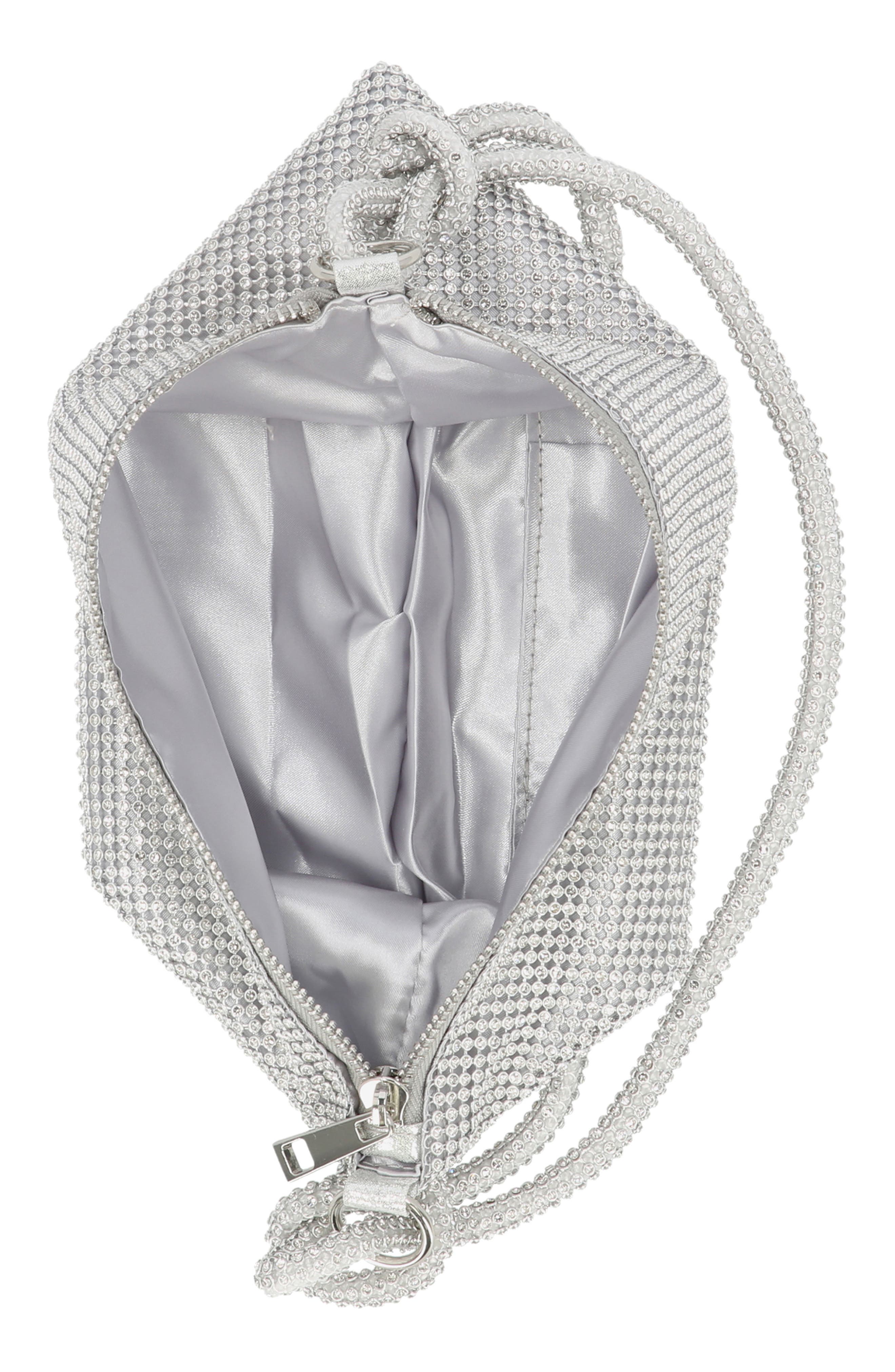 Jessica McClintock Dolly Crystal Mesh Shoulder Bag, Alternate, color, 42N-Silver